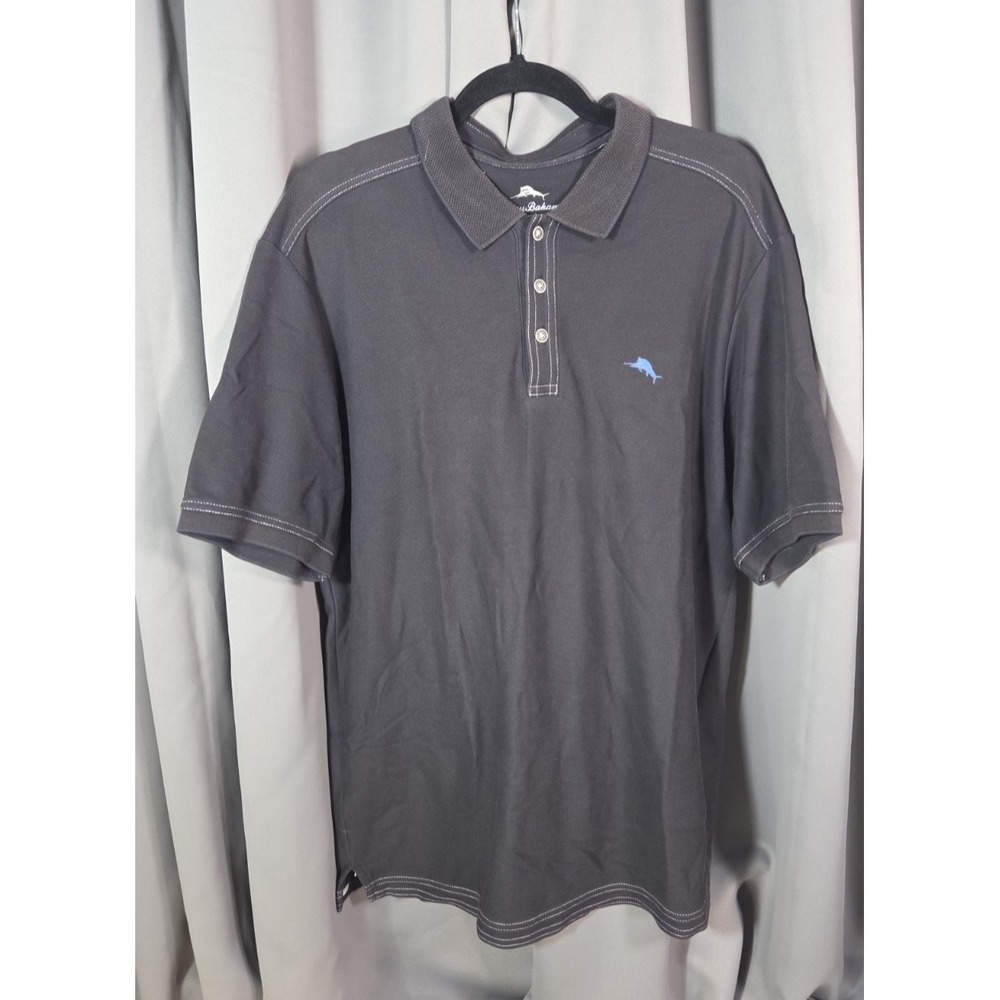 Tommy Bahama Supima Black Polo Golf Shirt Large